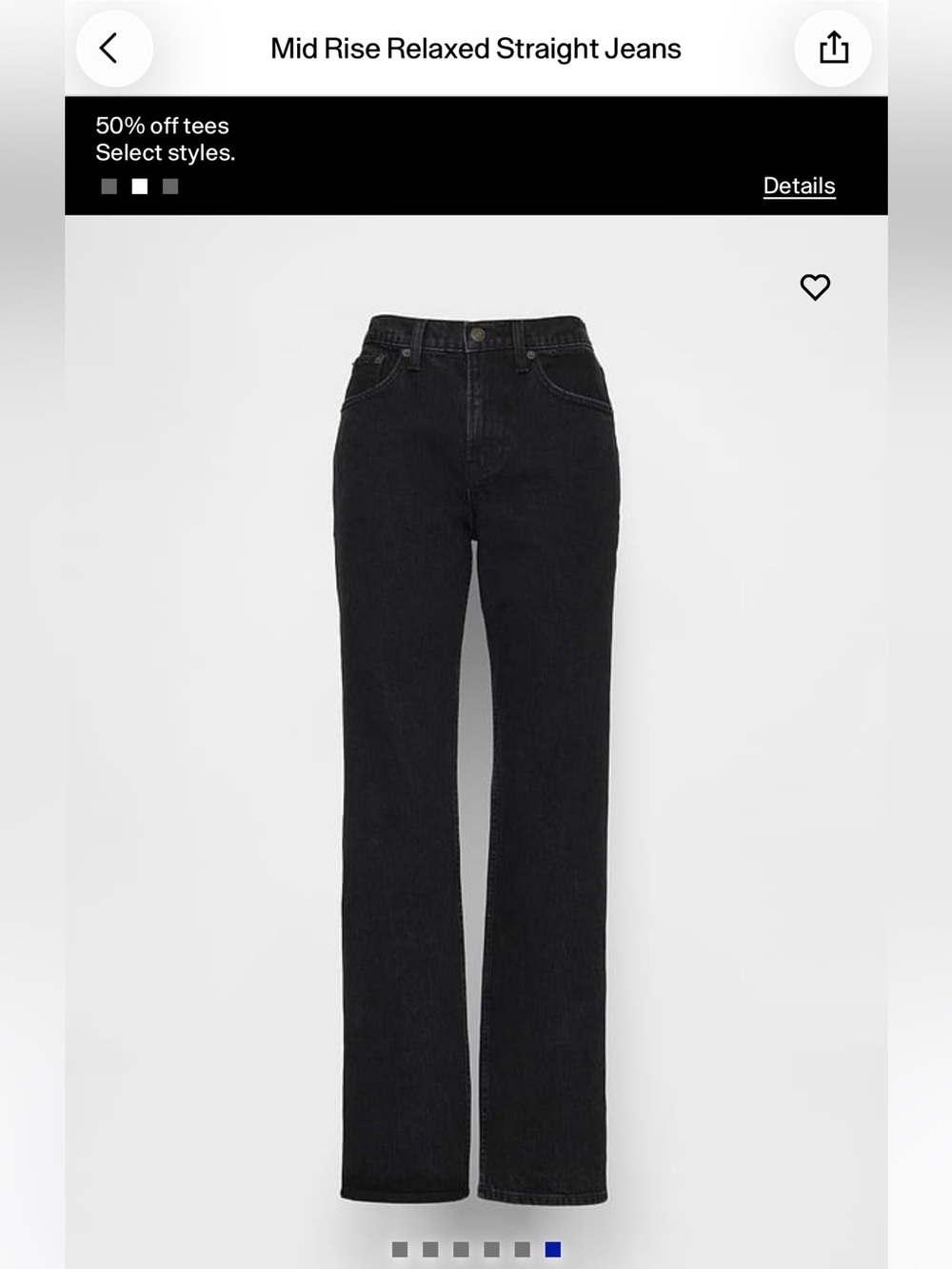Gap Black Mid Rise Relaxed Straight Jeans Size 8 Tall